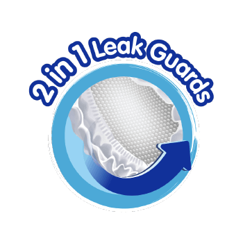 2 in 1 Leak Guards - Gently cuddle baby's legs for that extra leakage protection and comfort.