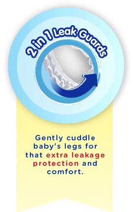 2 in 1 Leak Guards - Gently cuddle baby's legs for that extra leakage protection and comfort.