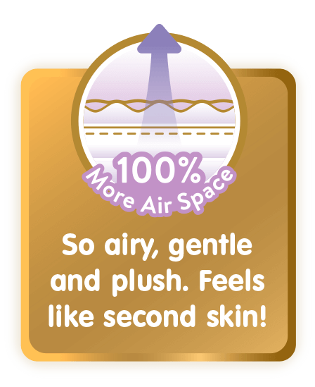 100% More Air Space: So airy, gentle and plush. Feels like second skin!