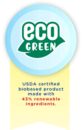 eco Green - USDA certified biobased product made with 43% renewable ingredients.